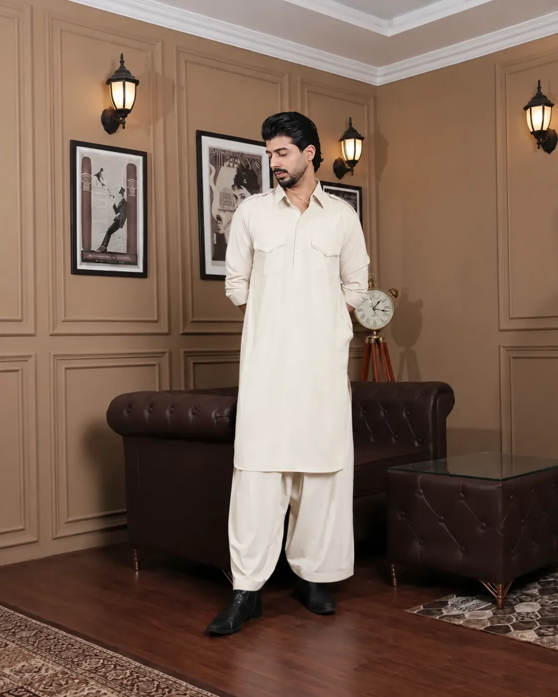 Farshi Salwar Kurta - Top and Bottom - Off-White - Image 2