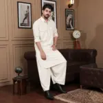 Farshi Salwar Kurta - Top and Bottom - Off-White