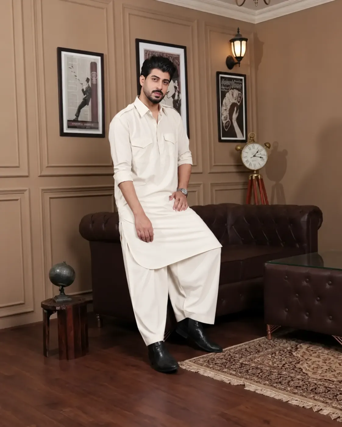 Farshi Salwar Kurta - Top and Bottom - Off-White