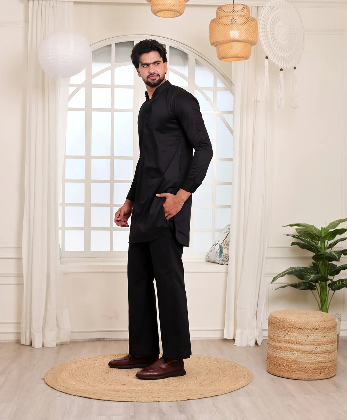 Nawab Regal Black Kurta with Salwar - Image 2