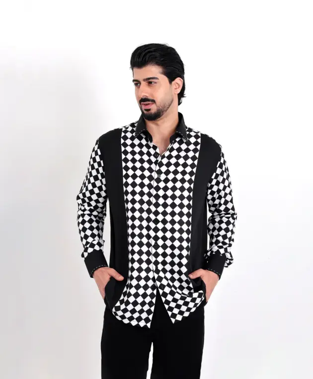 Black & White  Geometrical Print Shirt