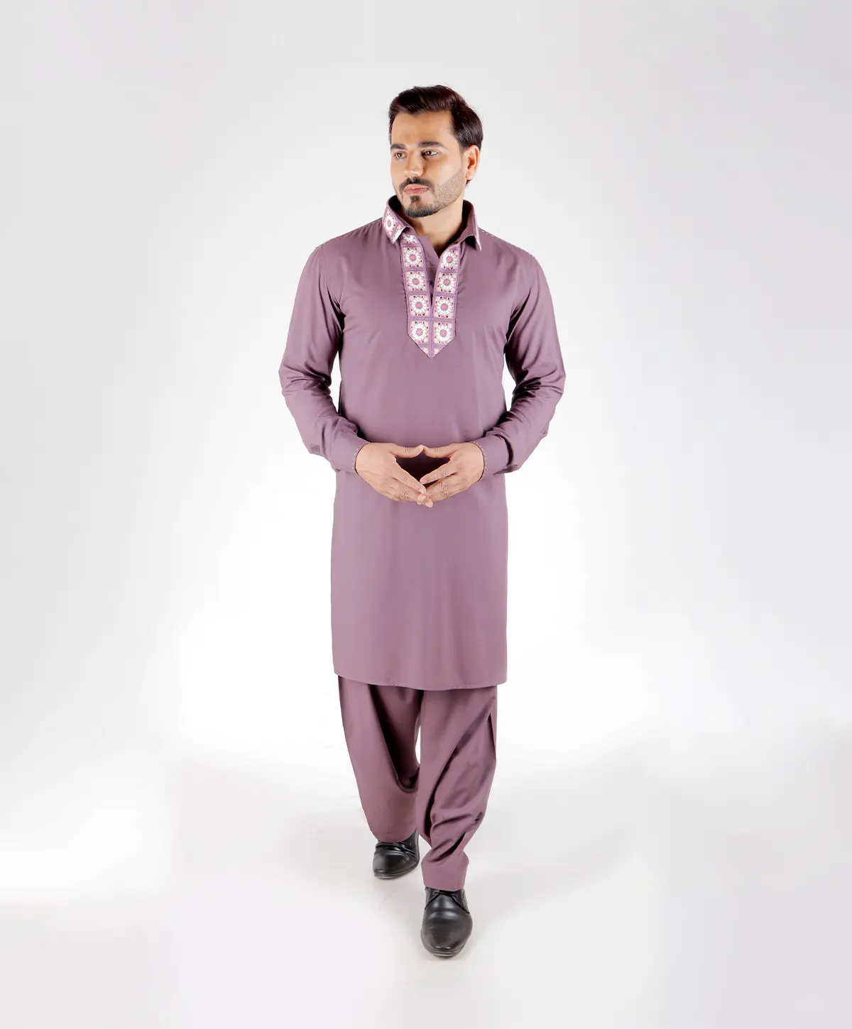 Mauve Mosaic Pathani Kurta - Image 3