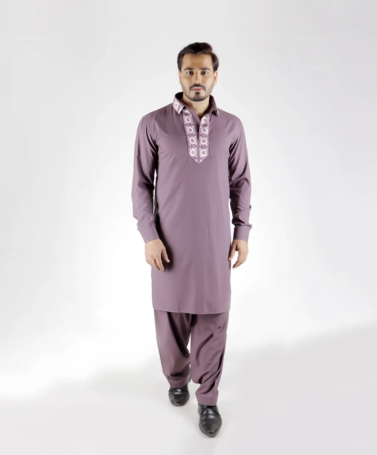 Mauve Mosaic Pathani Kurta - Image 2