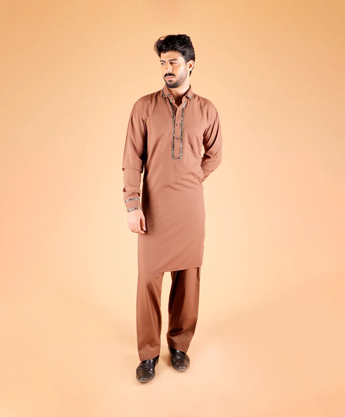 Mocha Grace Pathani Kurta Set - Image 2