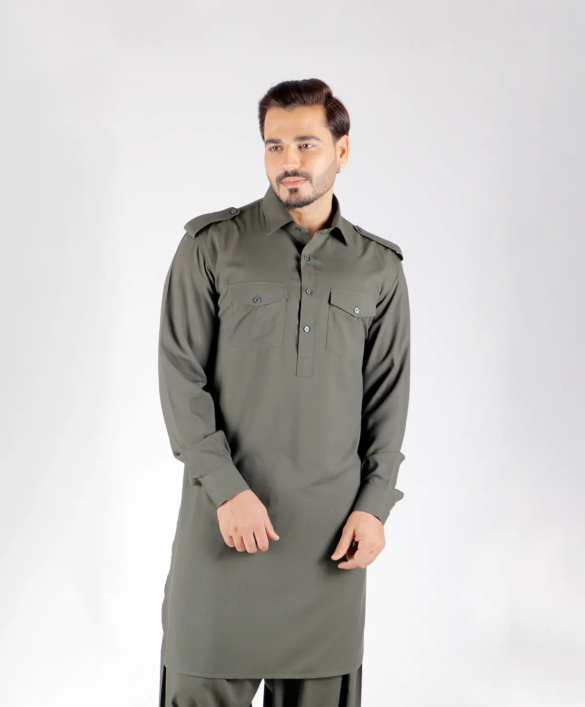 Olive Green Kurta Set - Image 3