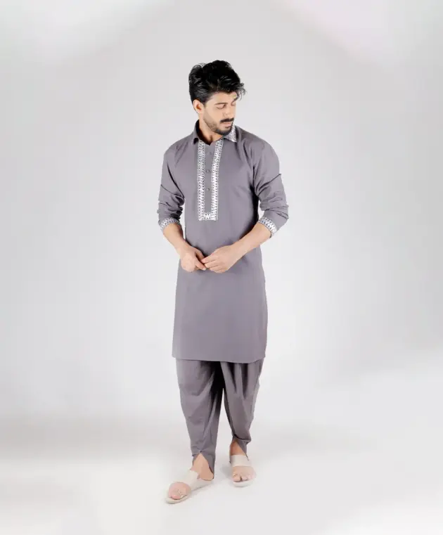 Silver Frame Grey Kurta Set