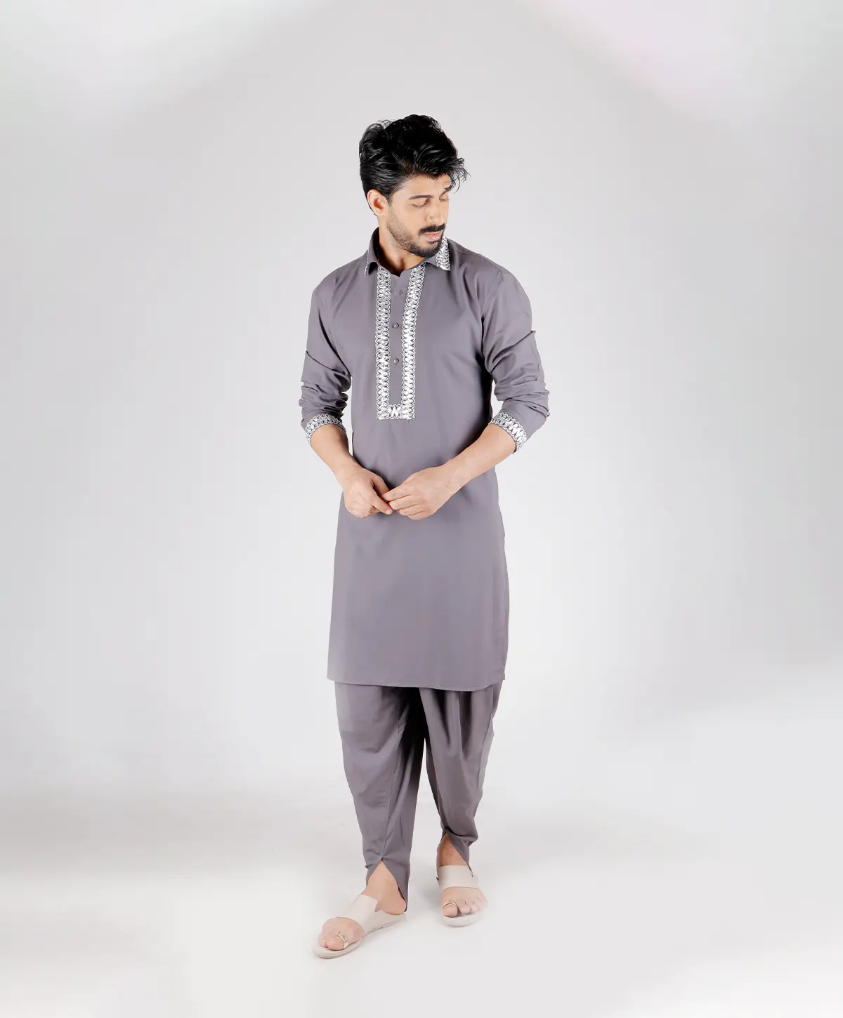 Silver Frame Grey Kurta Set