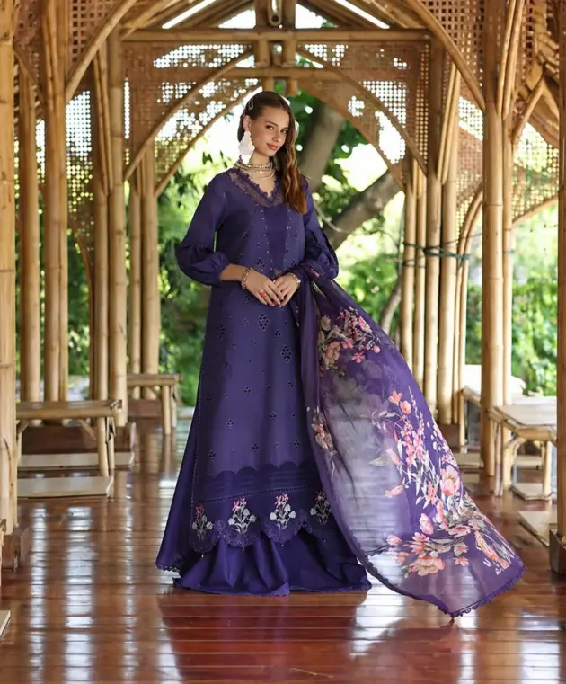 Purple (Lawn with shiffon Dupatta)