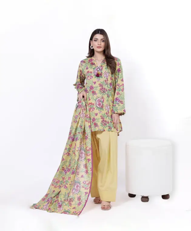 Lawn with Lawn Dupatta (Farshi Salwar Material)