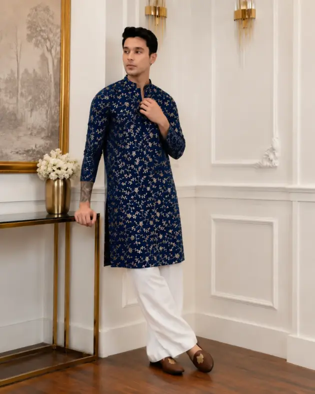 The Royal Vine Kurta with Wide - Leg Pants