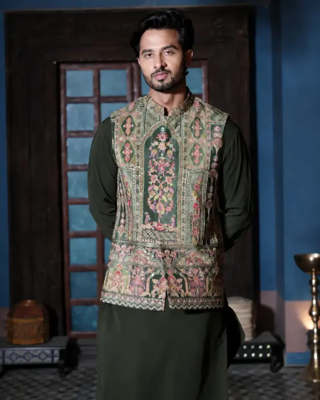 Mehfil-E-Gul Collection - Olive Green