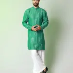 Emerald leaf green Kurta -  leaf green -  Top and Bottom
