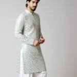 The Celestial Sky Mirror Kurta Set - Sky Blue - Top and Bottom
