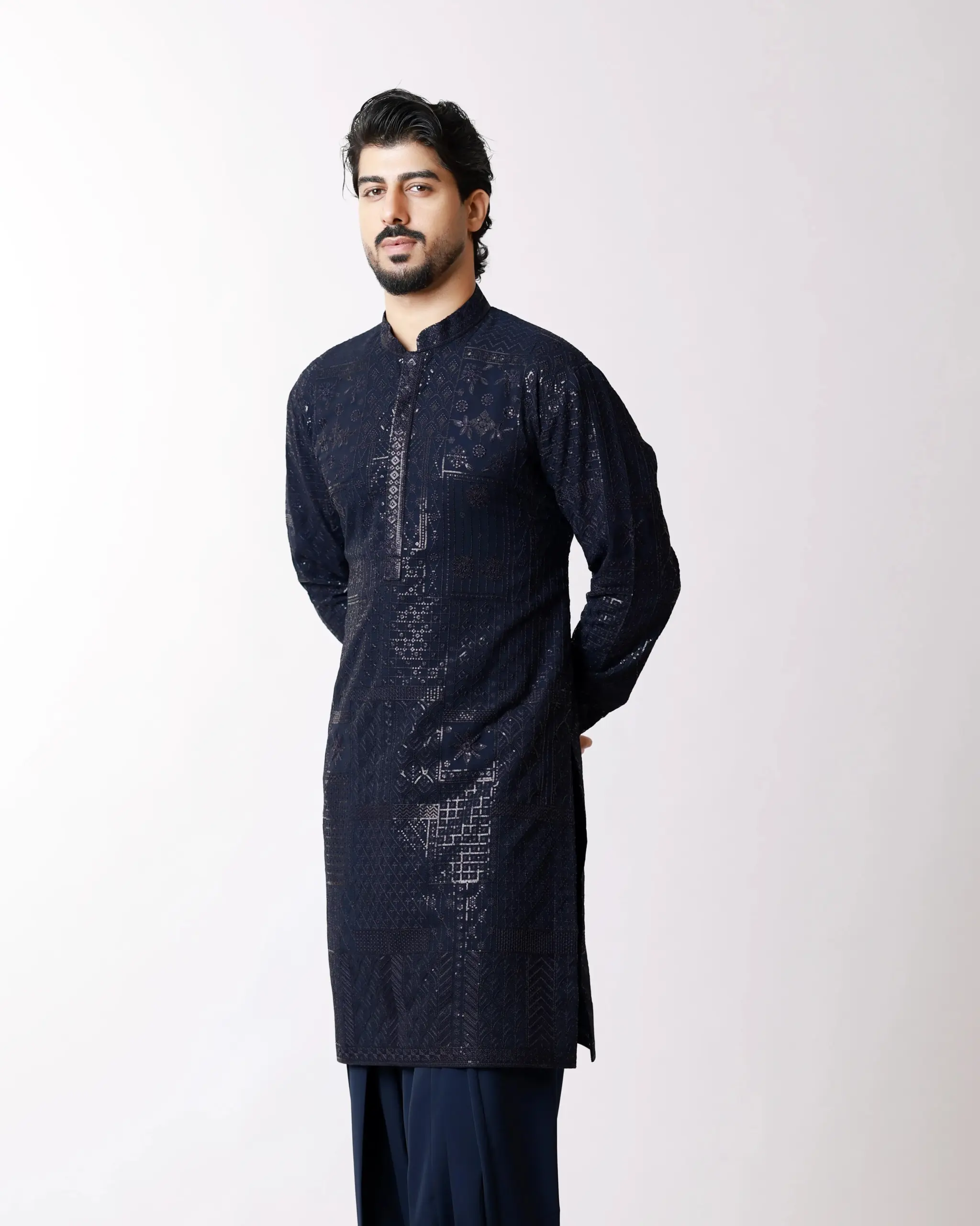 Noor-e-Navy kurta Set - Navy Blue - Image 3