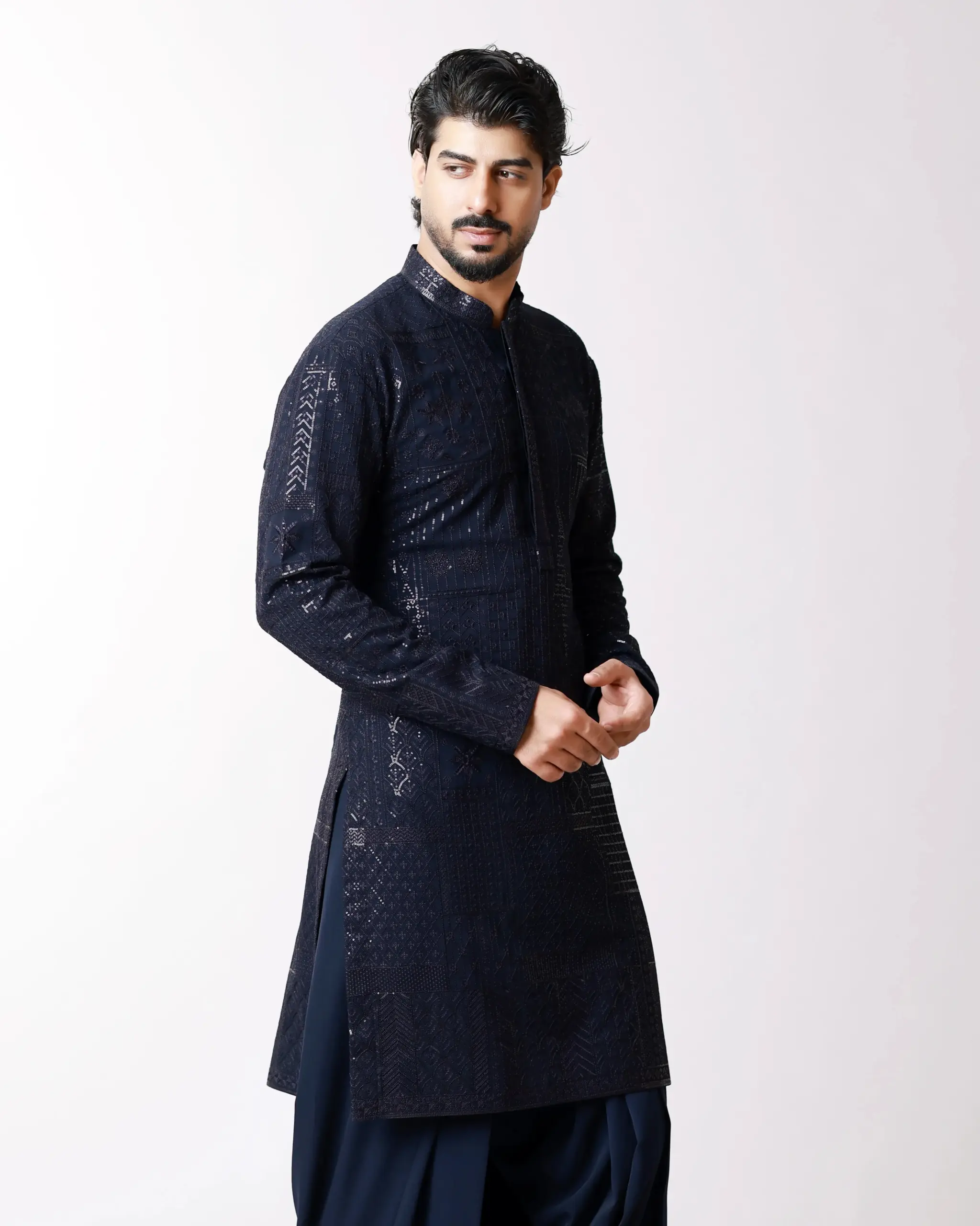 Noor-e-Navy kurta Set - Navy Blue