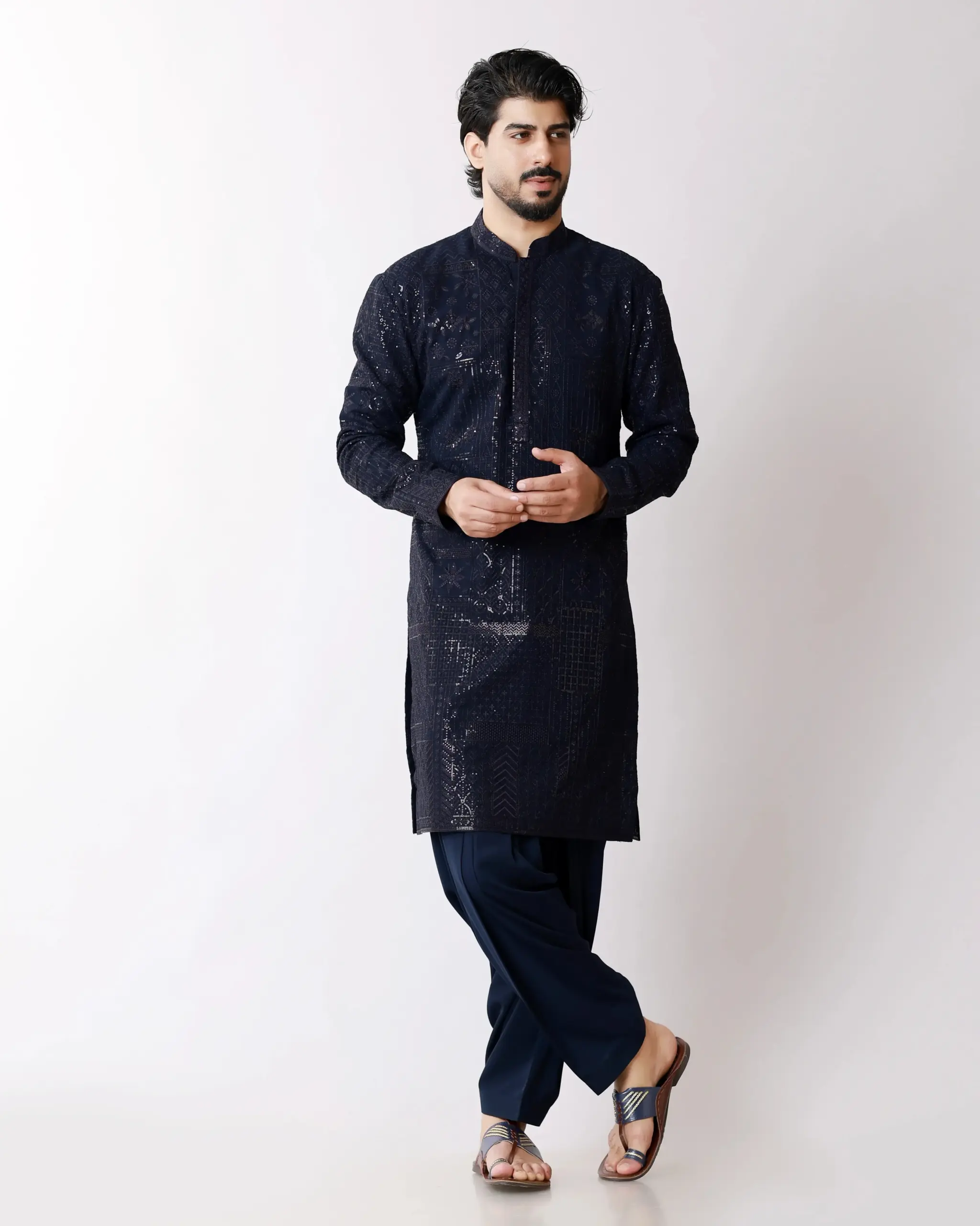 Noor-e-Navy kurta Set - Navy Blue - Image 2