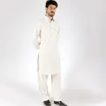 Royale Kurta Set - Top and Bottom - Off White