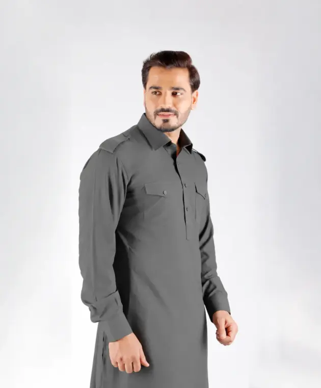 Classic Kurta Set - Top and Bottom - Grey