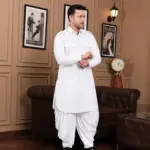 Royal Dhoti Salwar Kurta - Top and Bottom - Pearl White