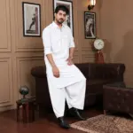 Farshi Salwar Kurta - Top and Bottom - Pearl White