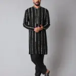 The Shimmer Stripe Kurta - Black colour -  Top and Bottom
