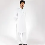 Royale Kurta Set - Top and Bottom - Pearl White