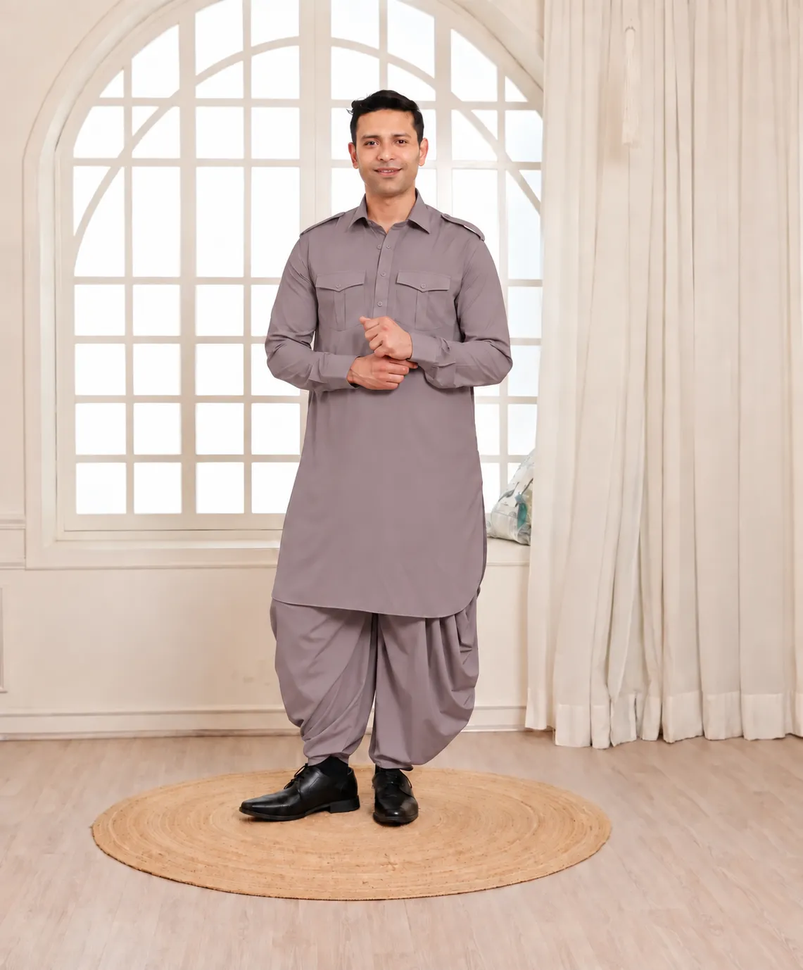 Rajwada Salwar Kurta - Top and Bottom - Lilac - Image 2