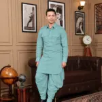 Royal Dhoti Salwar Kurta - Top and Bottom - Aqua