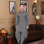 Royal Dhoti Salwar Kurta - Top and Bottom - Grey