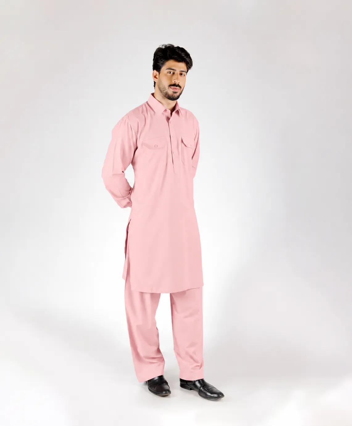 Royale Kurta Set - Top and Bottom - Pink - Image 2