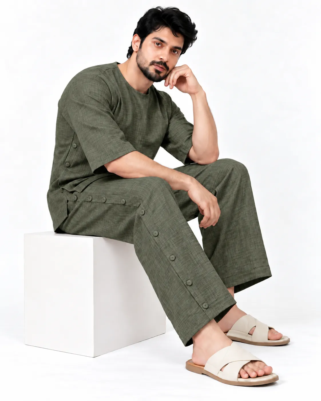 Veloura Co-ord Set - Olive Green - Image 2