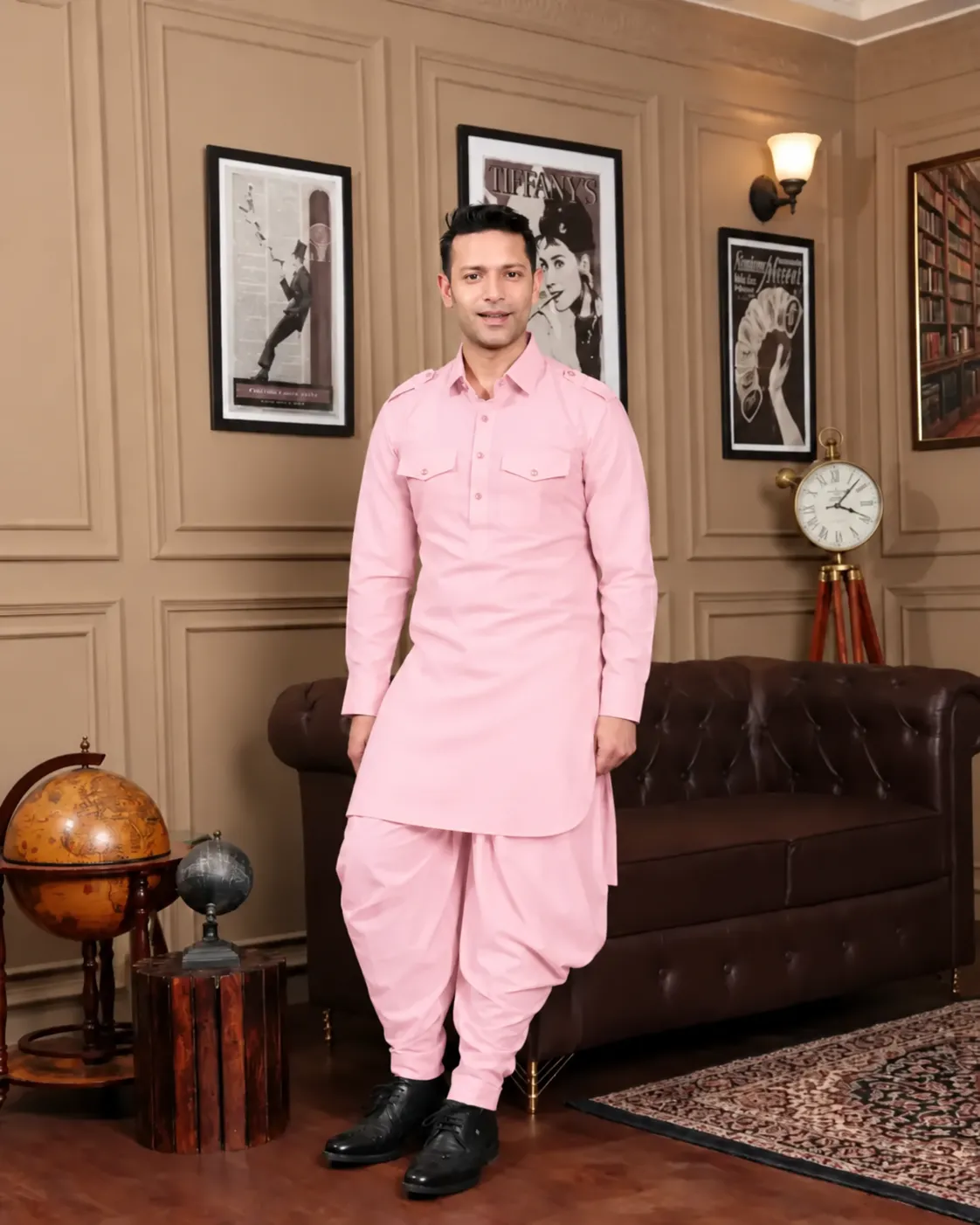 Royal Dhoti Salwar Kurta - Top and Bottom - Pink