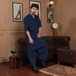 Farshi Salwar Kurta - Top and Bottom - Navy Blue