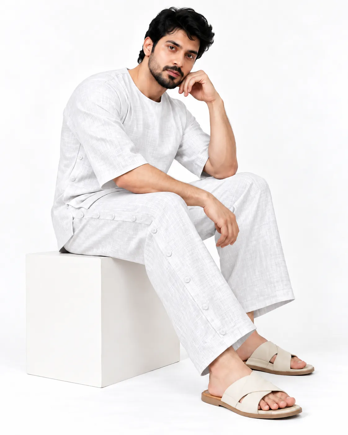 Veloura Co-ord Set - Pearl White - Image 3