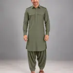 Pathani Kurta Salwar Set - Olive Green