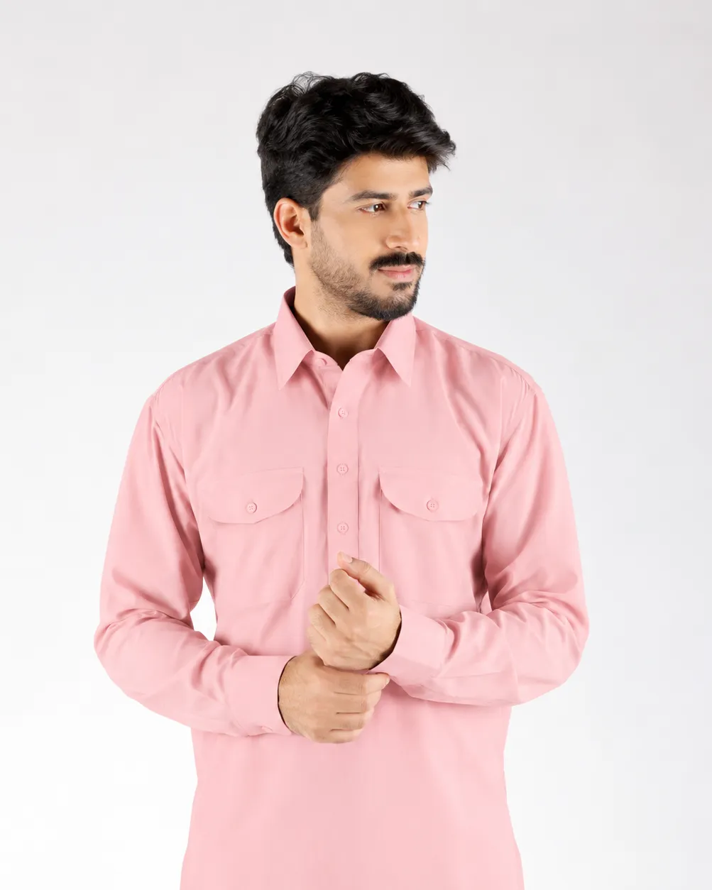 Royale Kurta Set - Top and Bottom - Pink - Image 3
