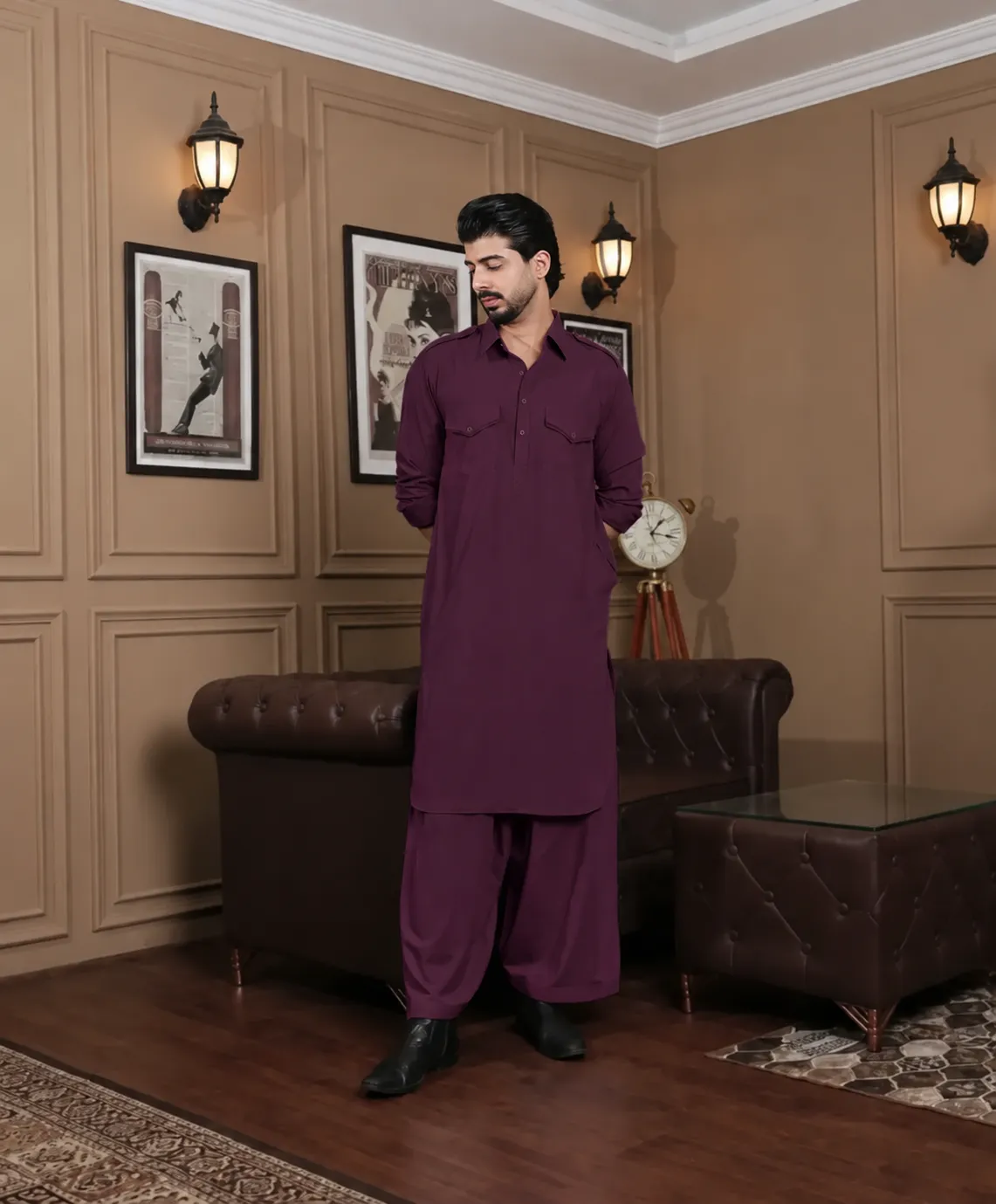 Farshi Salwar Kurta - Top and Bottom - Wine - Image 2