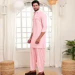 Peshawari with Pleated Salwar - Top and Bottom - Pink