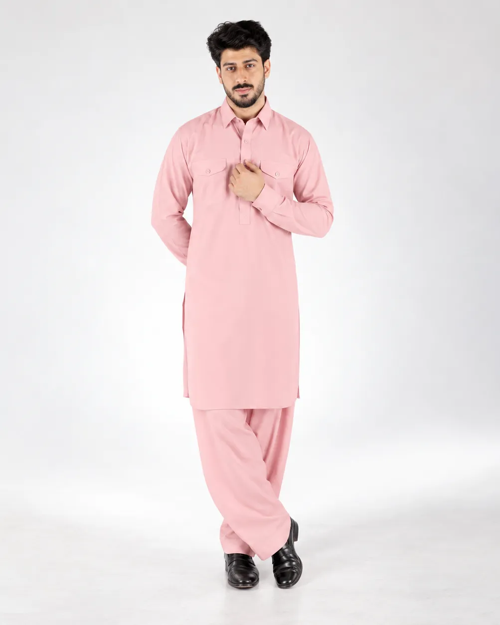 Royale Kurta Set - Top and Bottom - Pink