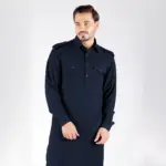 Classic Kurta Set - Top and Bottom - Navy Blue