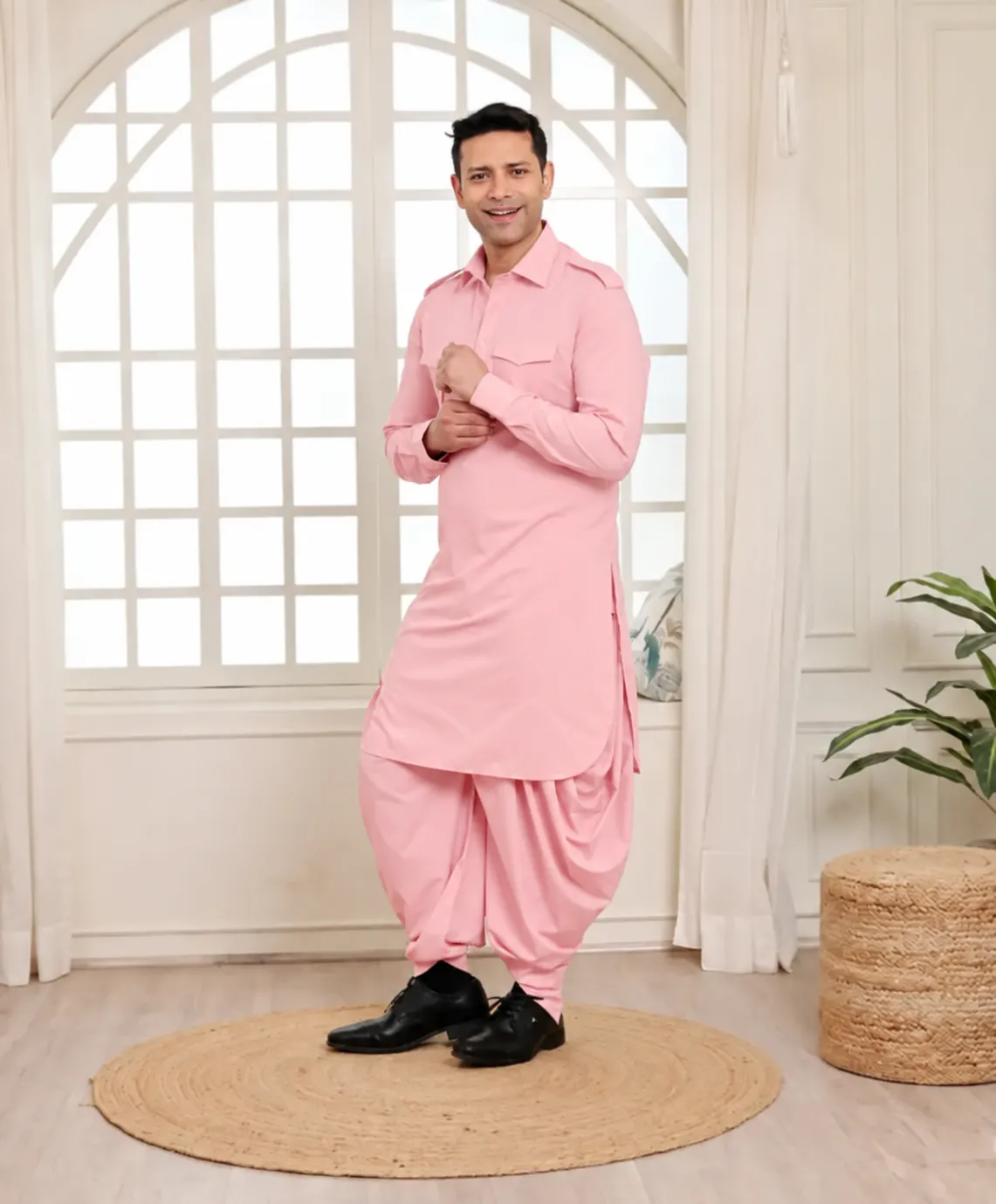 Rajwada Salwar Kurta - Top and Bottom - Pink