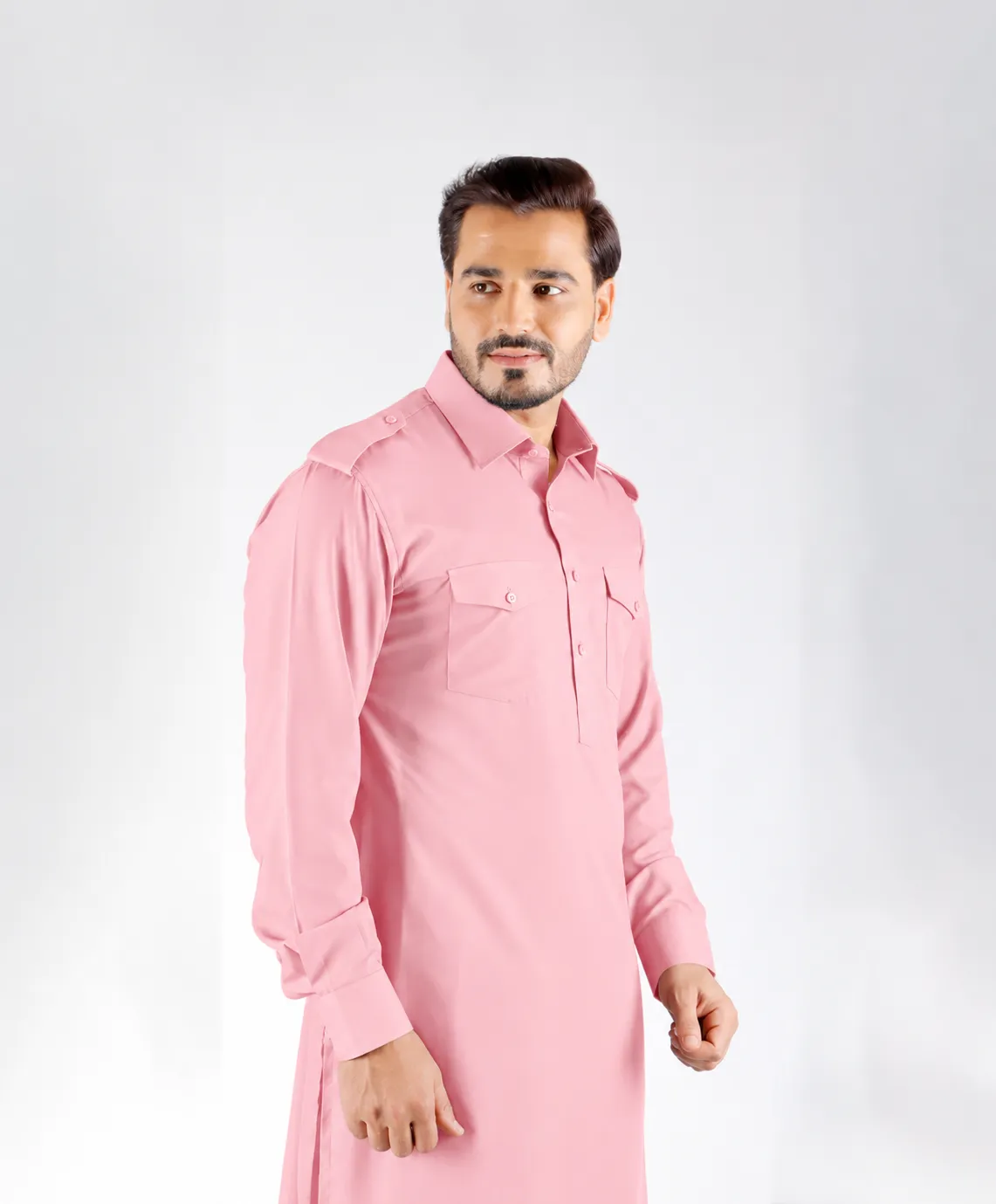 Classic Kurta Set - Top and Bottom - Pink - Image 3