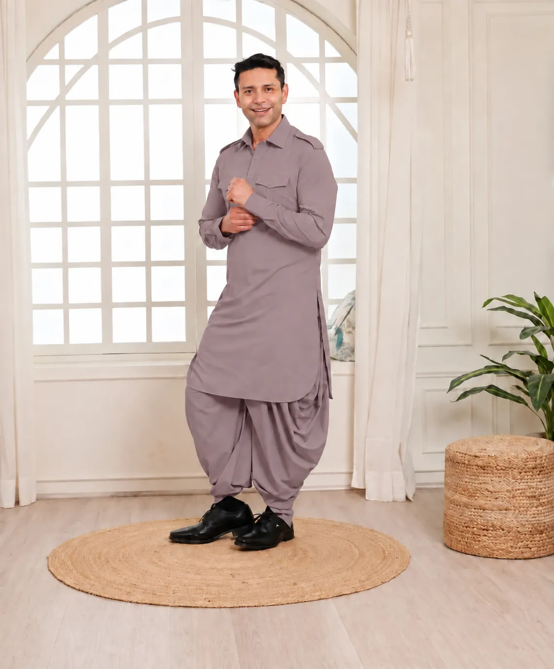 Rajwada Salwar Kurta - Top and Bottom - Lilac