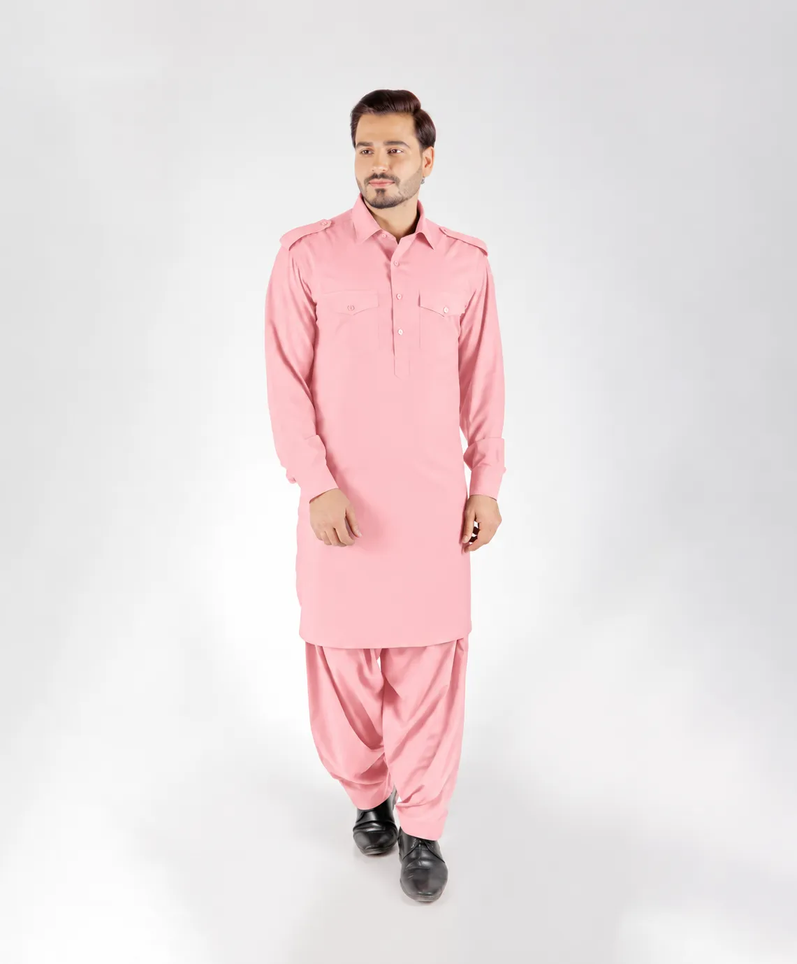 Classic Kurta Set - Top and Bottom - Pink - Image 2