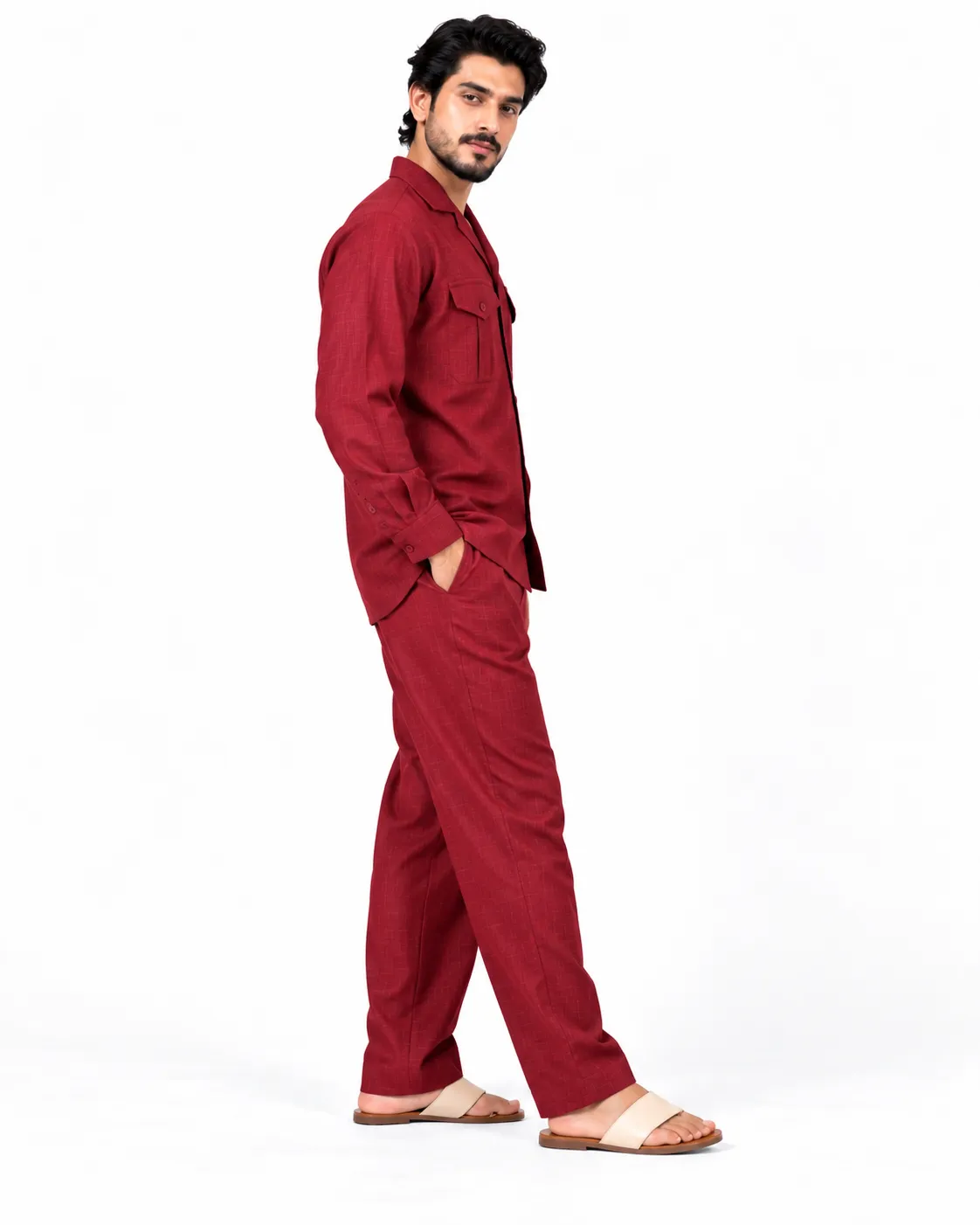 NayaNoir Drift Co-ord Set - Mahroon - Image 3