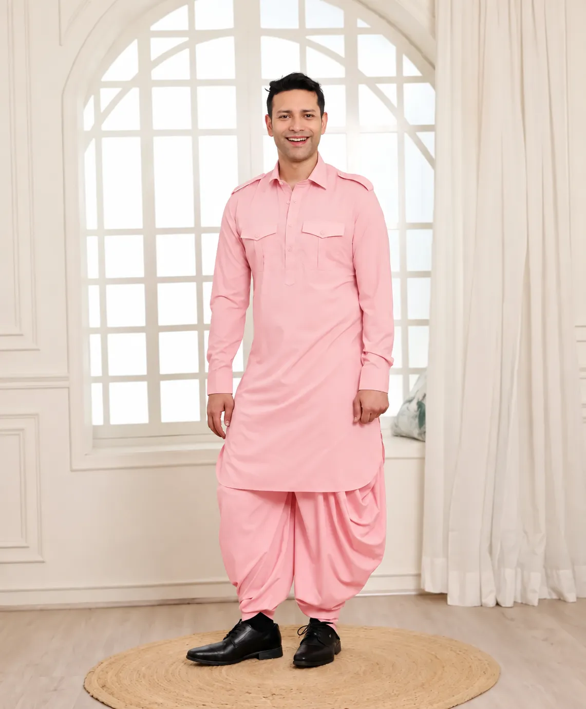 Rajwada Salwar Kurta - Top and Bottom - Pink - Image 2