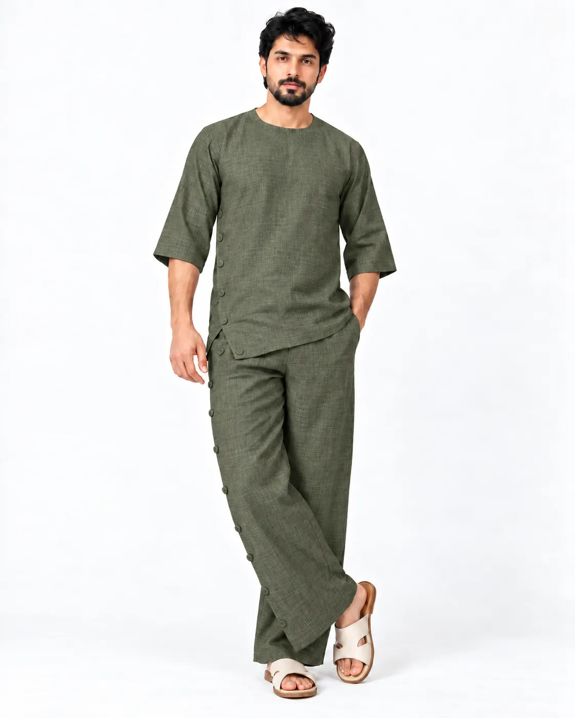 Veloura Co-ord Set - Olive Green