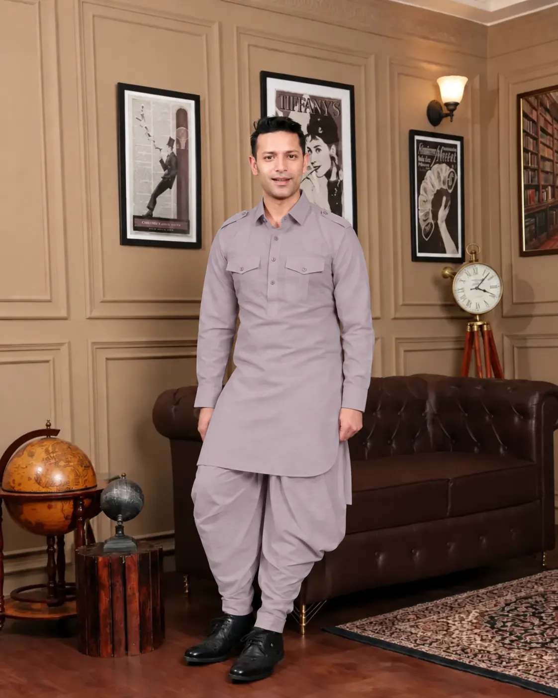 Royal Dhoti Salwar Kurta - Top and Bottom - Lilac