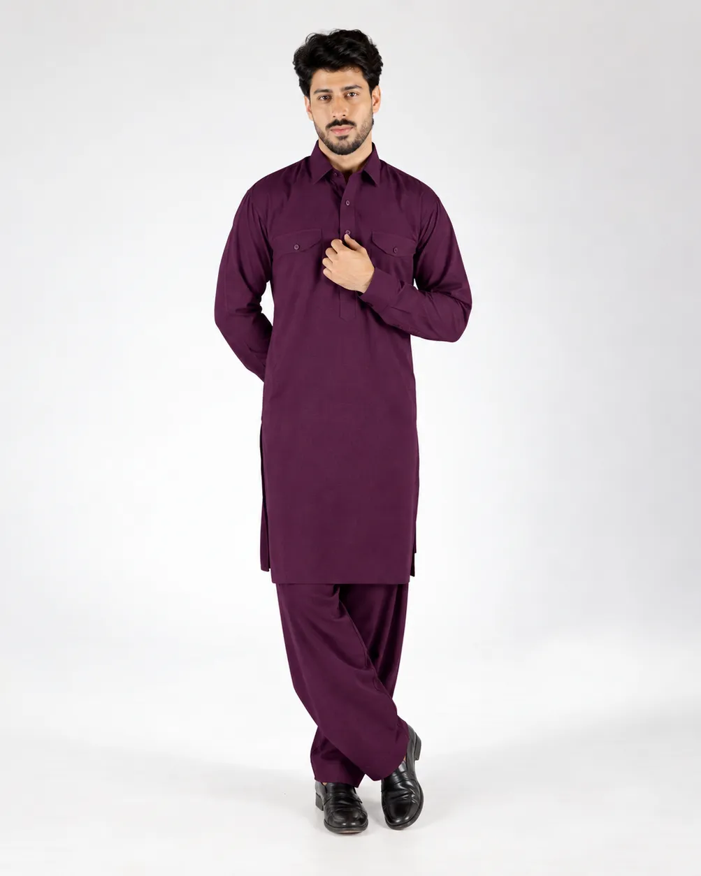 Royale Kurta Set - Top and Bottom - Wine