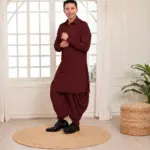 Rajwada Salwar Kurta - Top and Bottom - Mahroon